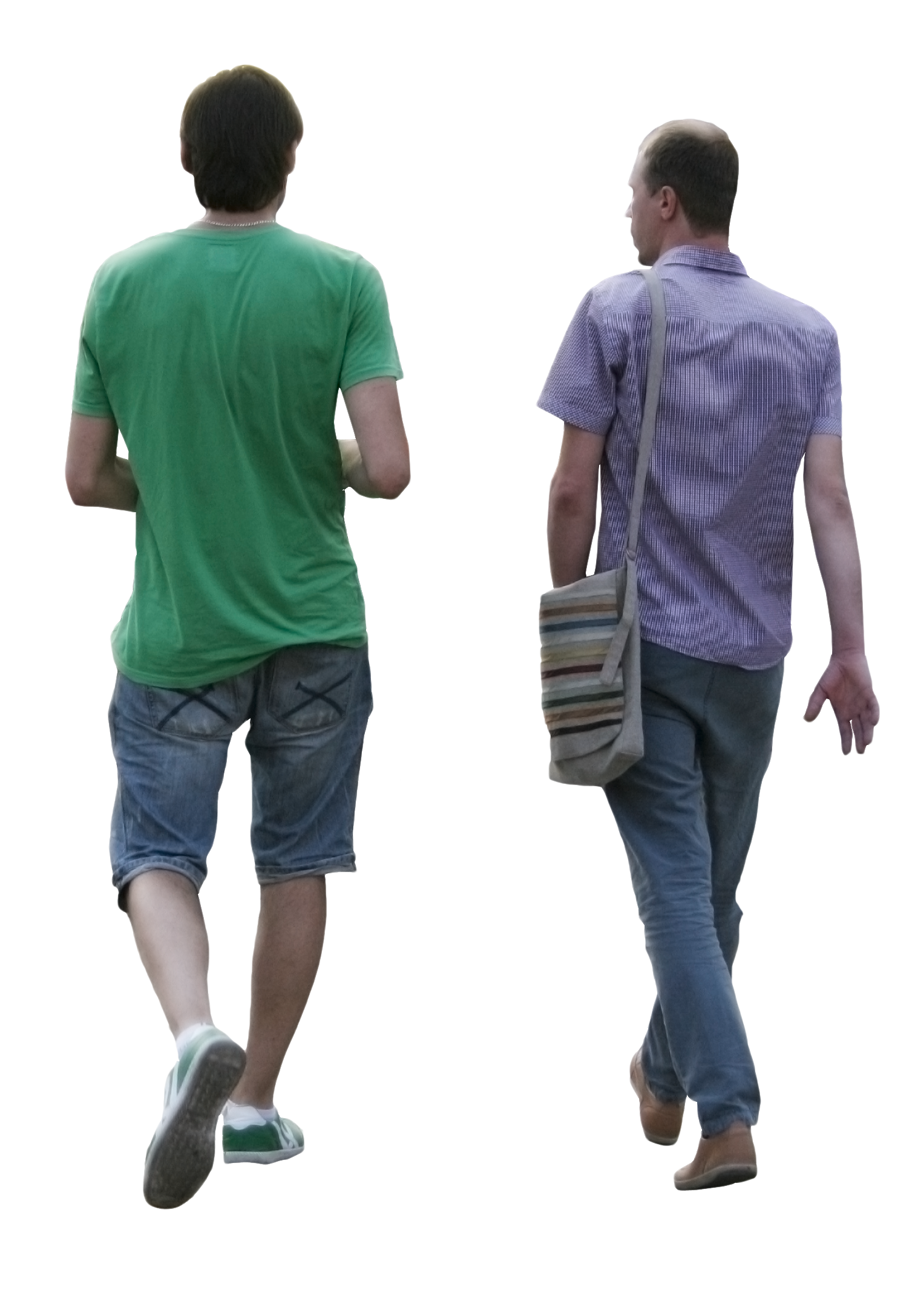 Two men walking  Free Cut Out people, trees and leaves